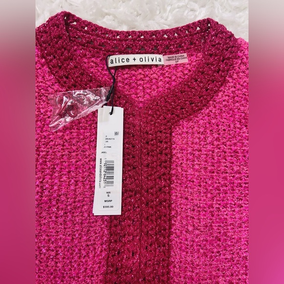 NWT $595 Alice + Olivia Noella Sequin Boucle Cropped Cardigan - Picture 2 of 10